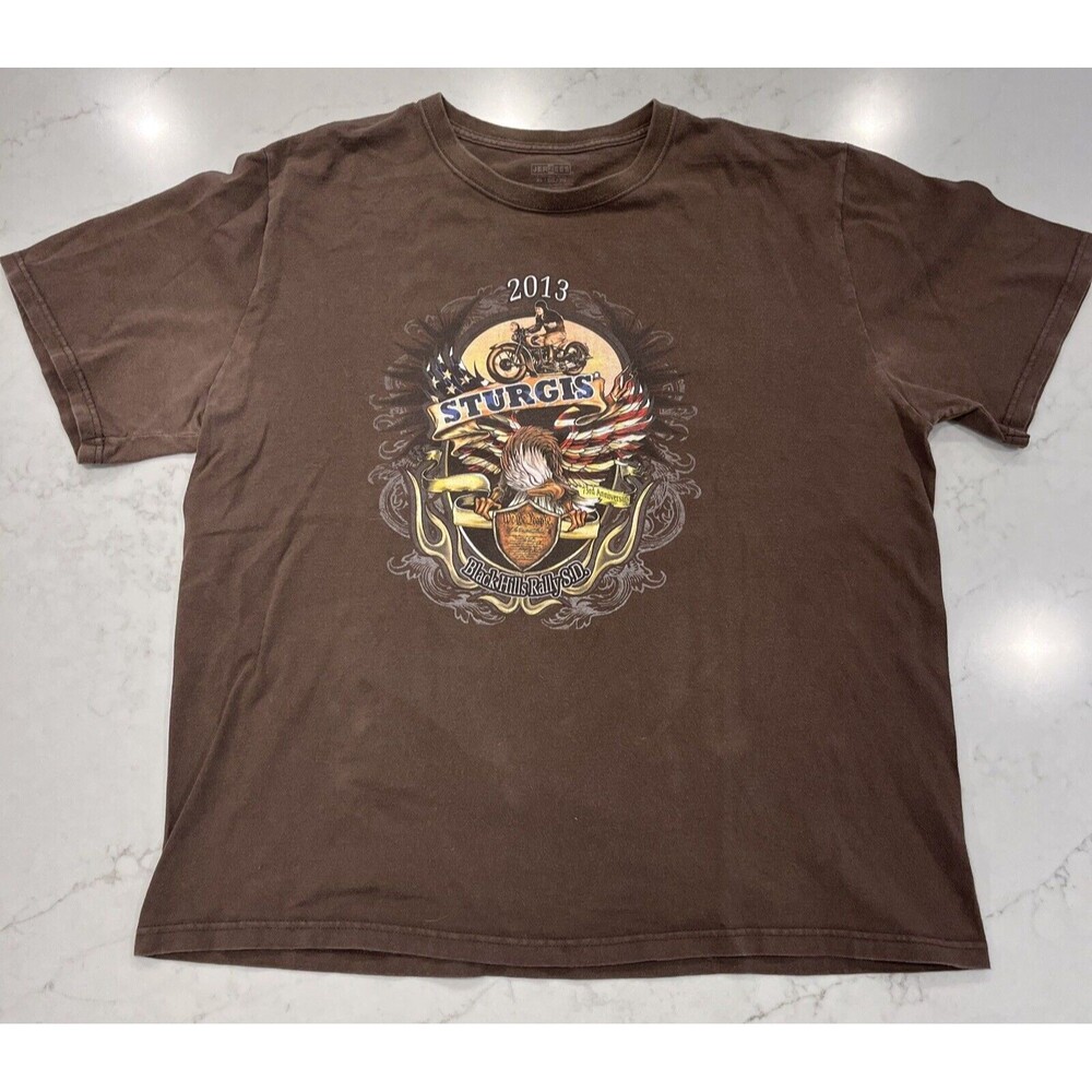 2013 Sturgis‎ Black Hills Rally 73 Anniversary Brown T Shirt  Black Hills Sz XL